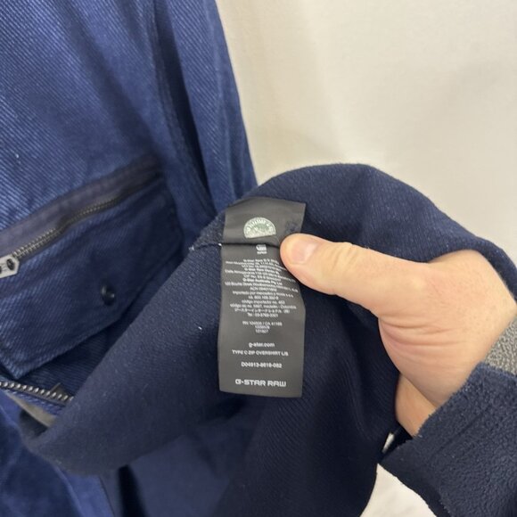 G Star Raw Men XL Type C Overshirt Blue Utility L/S Zip Shacket - Picture 9 of 9